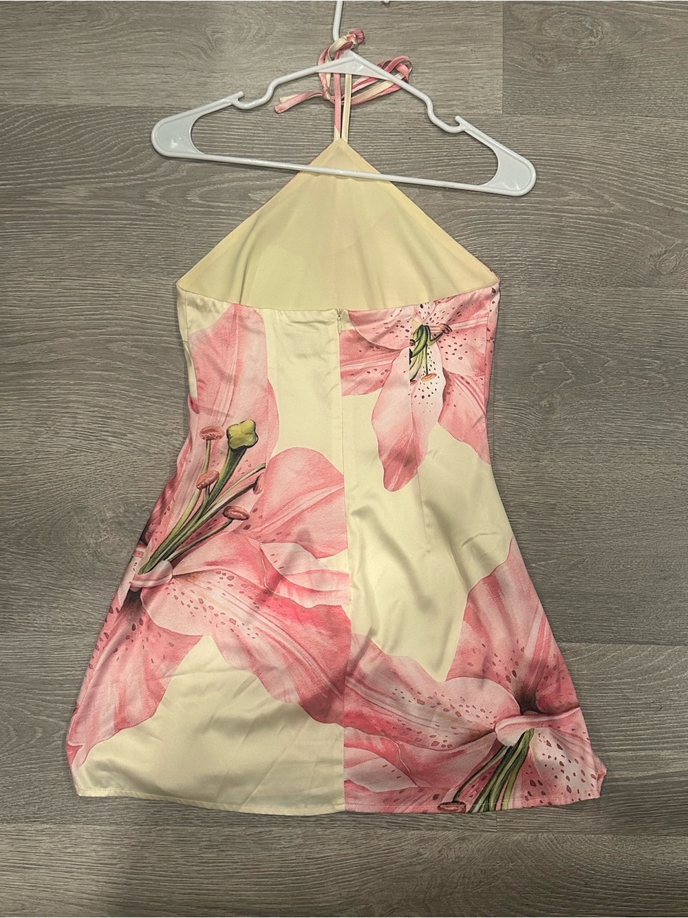Princess Polly Cream and Pink Floral Halter Mini Dress